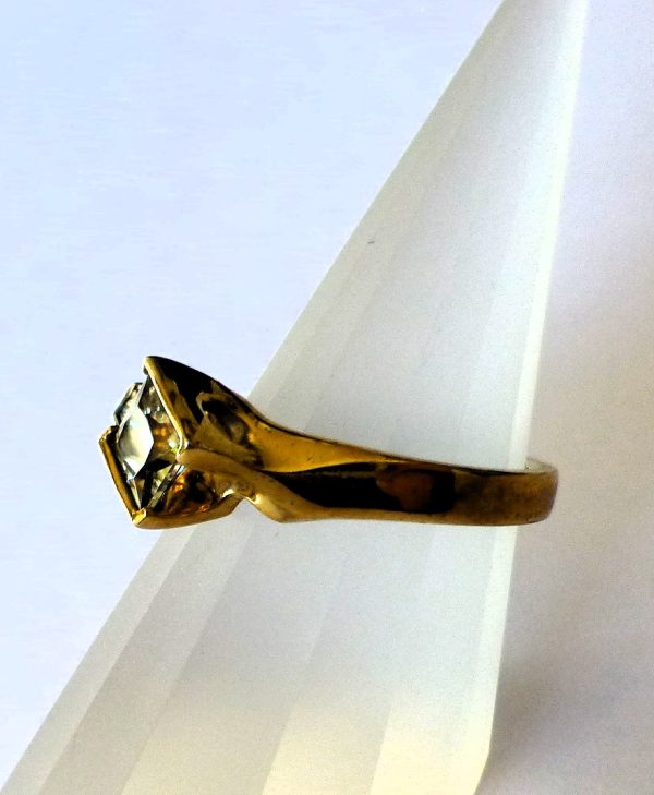 Ring, Yellow Gold and Silver Plated Bezel Set 5mm x 5mm Princess Cut Zultanite® - Image 9