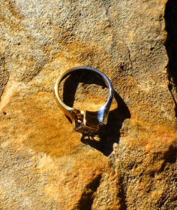 Ring, Yellow Gold and Silver Plated Bezel Set 5mm x 5mm Princess Cut Zultanite® - Image 10