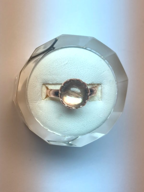 Rose Gold colored Brass Ring Genuine Zultanite Cabochon