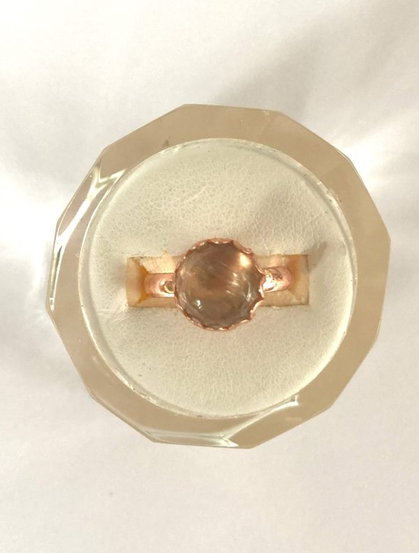 Ring, Rose Gold Colored Brass, 4.62 cts., 10 mm Round Cut Zultanite® Cabochon - Image 4