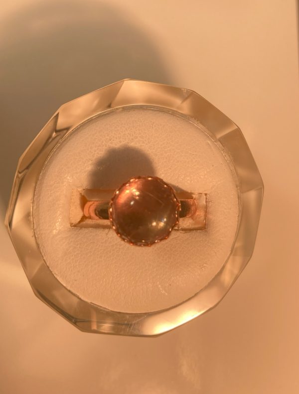 Ring, Rose Gold Colored Brass, 4.62 cts., 10 mm Round Cut Zultanite® Cabochon - Image 2