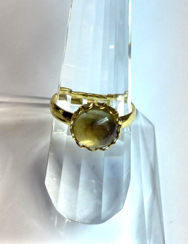 Ring, Gold Colored Brass, 4.30cts., 10 mm Round Cut Zultanite® Cabochon - Image 4
